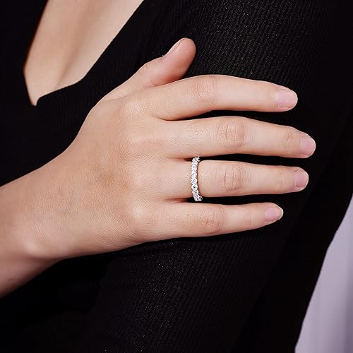 Miniatura 7 de Tienda Collection Platinum or Gold Plated Sterling Silver All-Around Band Ring set with Round Infinite Elements Zirconia