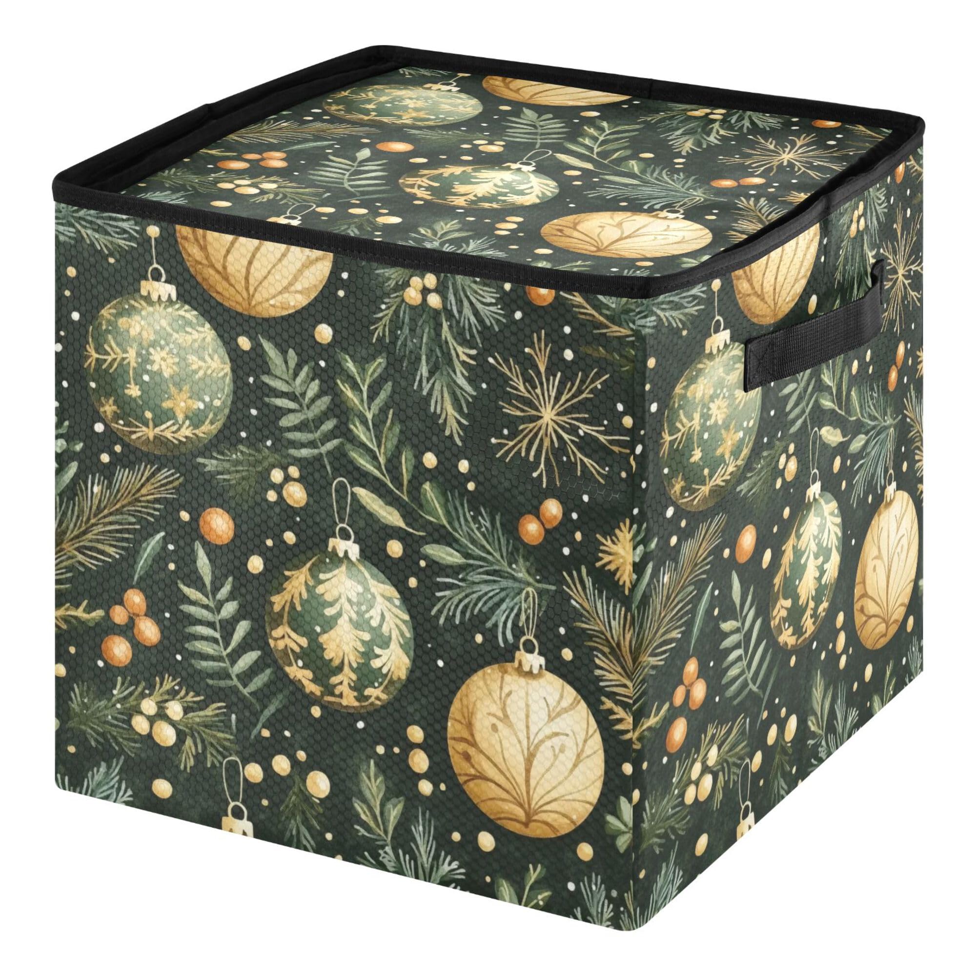 Ewusp Christmas Balls Christmas Bauble Storage Box Xmas Ornament Storage Box with Zipper and Adjustable Dividers Xmas Ornaments Organizer Holds 64 Holiday Decoration