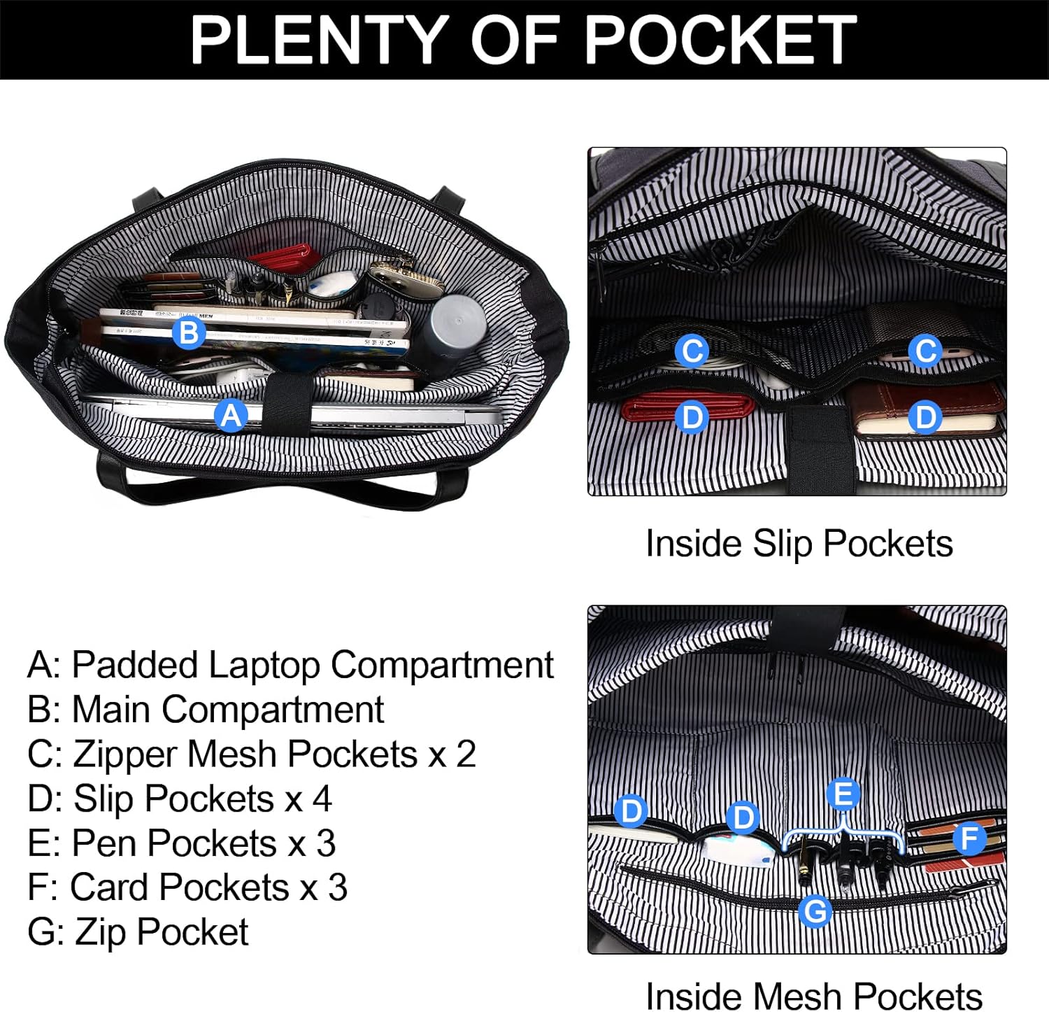 Laptop Bag for Women,ChaseChic Waterproof Classic Teacher's Tote Bag 15.6in Computer Work Bags for Women with Luggage Strap - Image 5