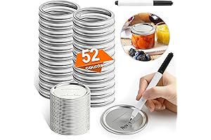52 PCS Wide Mouth Canning Lids and Rings: Leak-Proof Seal for Preserving Goodness