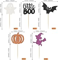 Vista 44 de Rsstarxi Paquete de 36 adornos para cupcakes de Halloween, bruja, fantasma, magdalenas, murciélagos, arañas, gatos, decoración de pasteles