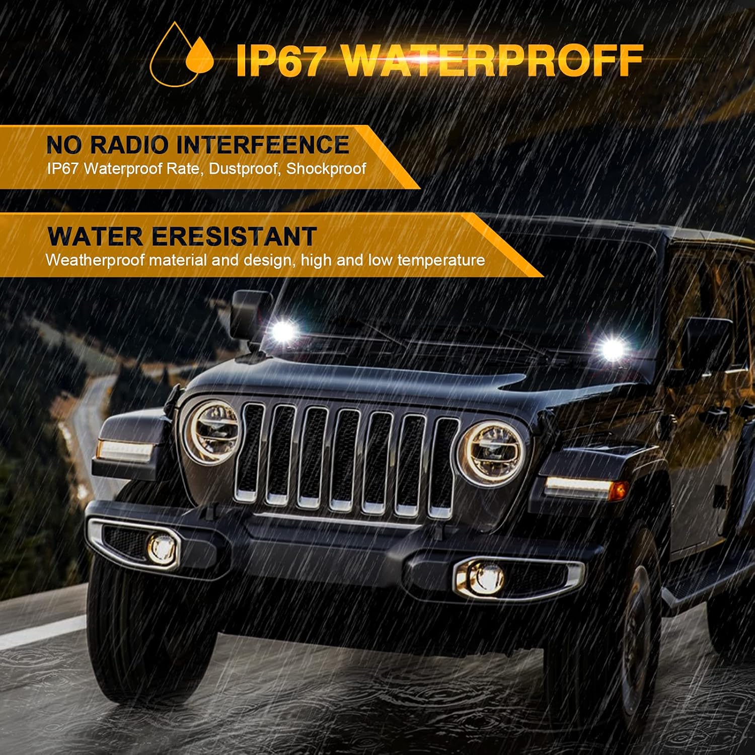 Auxbeam 3.5in 50W Round Led Offroad Light, 5000LM Round Driving Light Pod Super Bright with Wiring Harness Kit White Spot Flood Combo for Jeep Vehicle Truck ATV SUV Motorcycle