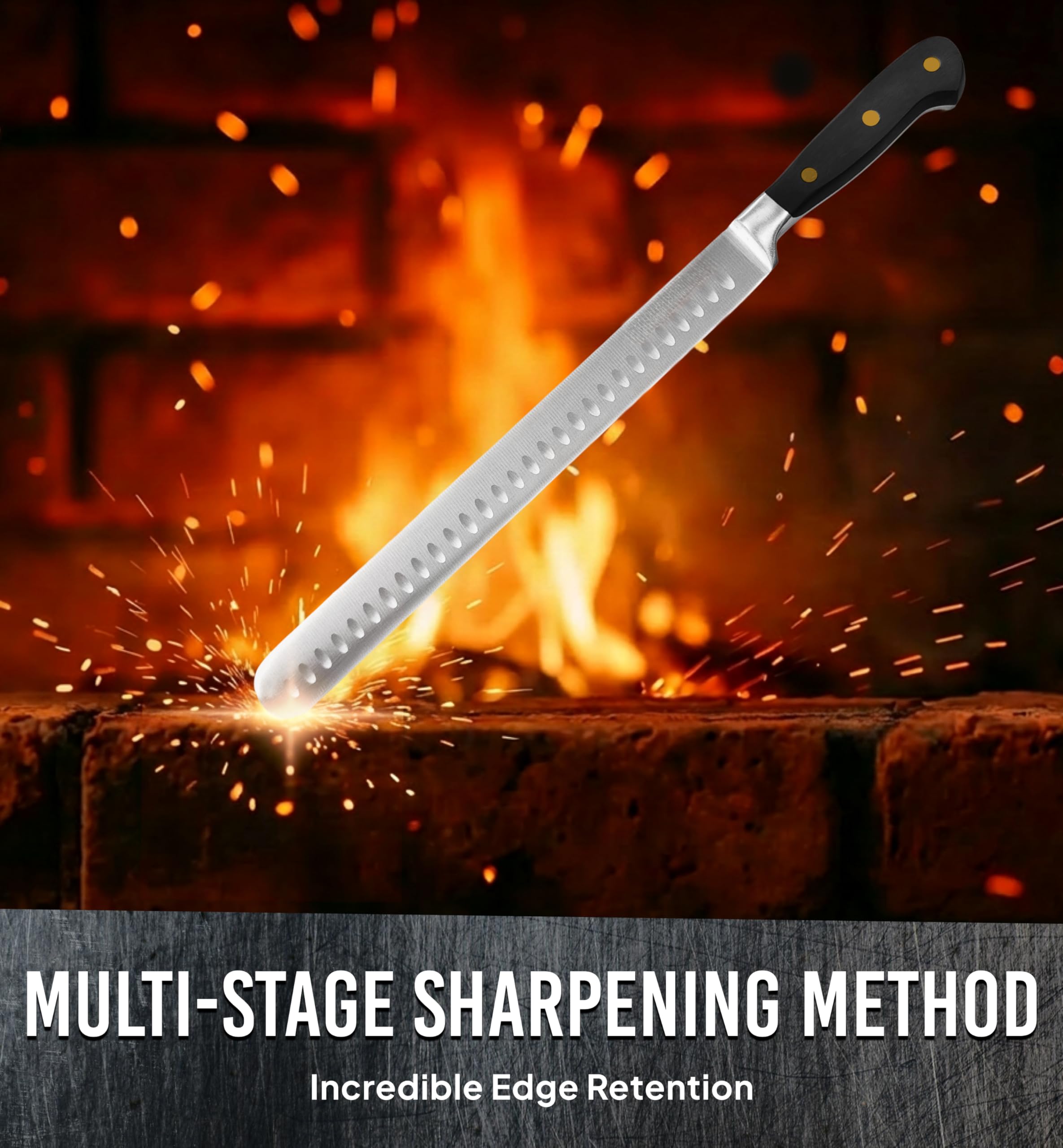 Bright Hobby Brisket Slicing Knife – 12" Brisket Knife, BBQ, Grilling Gifts For Men – Razor Sharp German Steel, Full Tang, Ergonomic Handle — Amazon image 3