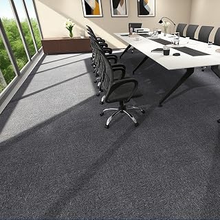 12-Pack Carpet Tiles & Squares (32 Sq Ft) | 20"x20" Commercial Grade with 0.24" Pile | Non-Slip PVC Backing & Polypropylene Face for Easy DIY Installation(Grey)