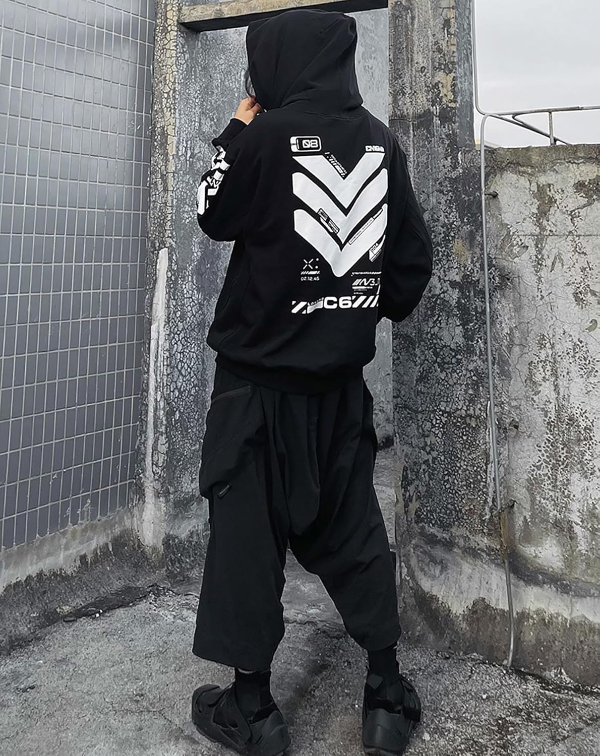 Niepce Inc Techwear Streetwear Graphic Hoodies with Neck Gaiter for Men - Image 5