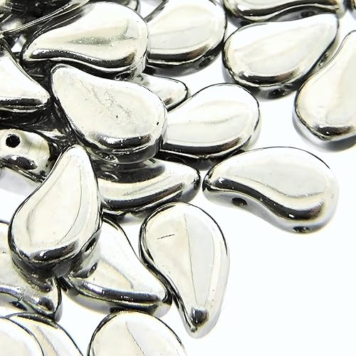 Vista 4 de Cuentas dúo de cachemira de vidrio checo de 0.315 in x 0.197 in, 0.35 oz, aproximadamente 40 cuentas - Full Labrador Silver