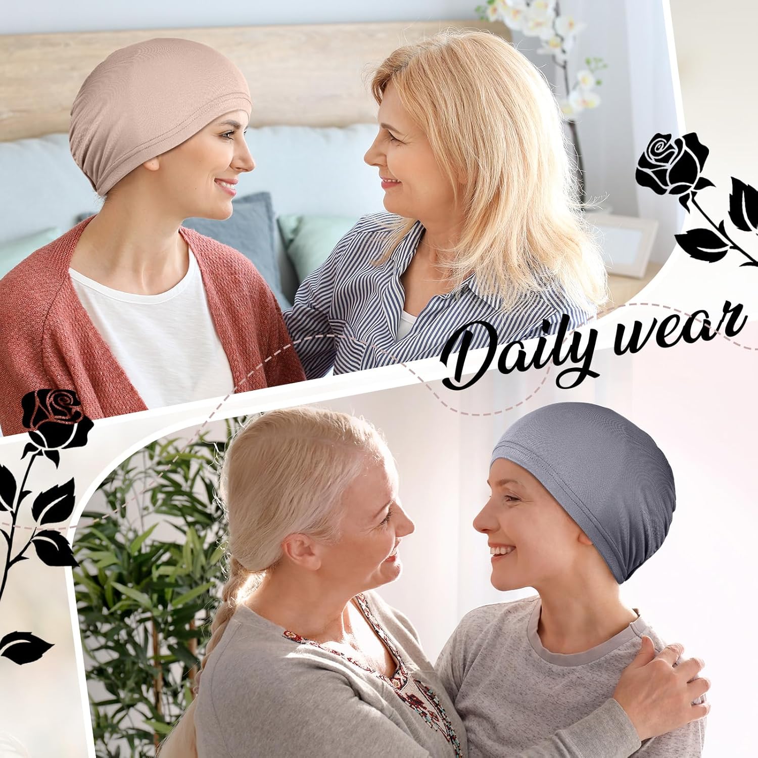 Zhengmy Chemo Cancer Hats Women Sleeping Caps Headwear Elastic Cotton Head Coverings Head Wrap for Cancer Patients Hair Loss - Image 5