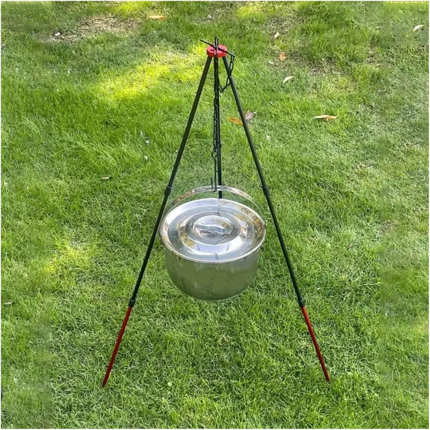 Compatible for Stainless Steel Outdoor Camping Pot with Handle and Lid 17-26cm Hanging Cookware