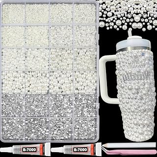 Cream Bedazzler Kit with Rhinestones Flatback Pearls Gems for Crafts