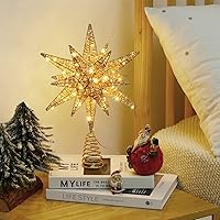 Vista 8 de Luxspire Decoración para árbol de Navidad, estrella iluminada 3D con enchufe USB y control remoto, luces de estrella para árbol de Navidad de 9.6