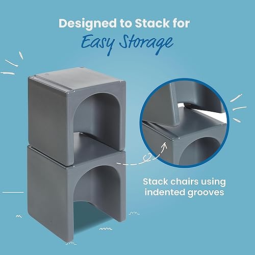 Miniatura 6 de ECR4Kids Tri-Me - Juego de mesa y sillas cubo, muebles multiusos, gris oscuro, 3 piezas