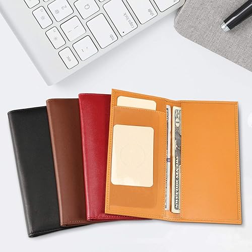 Miniatura 5 de LYOOmaLL Funda de cuero para chequera personal, funda para chequera para mujeres y hombres, con bloqueo RFID, cartera para cheques duplicados