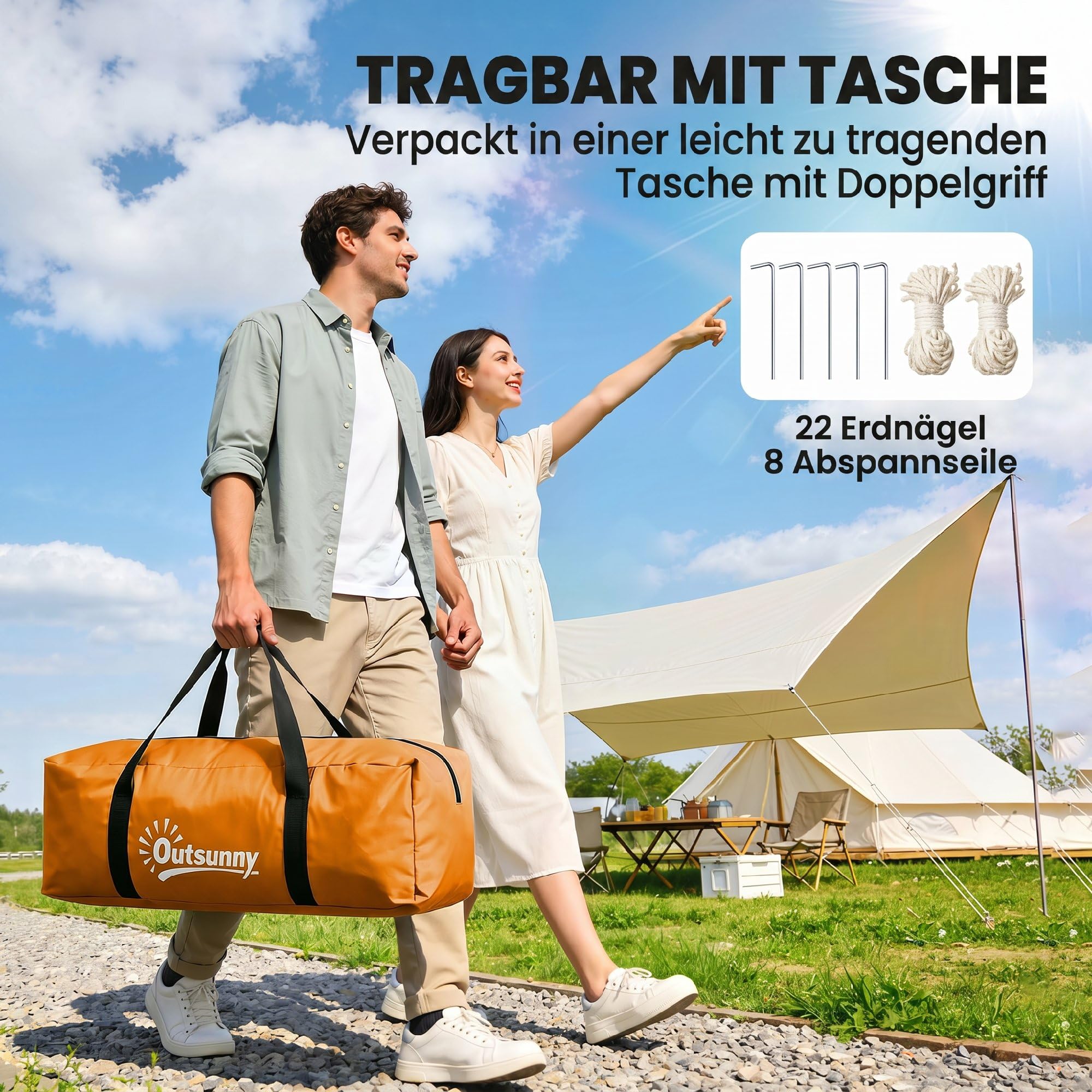 Outsunny Tienda de campaña tipo túnel para 4-6 personas, tienda de campaña con puerta, lona de suelo, impermeable de 2000 mm, tienda de campaña familiar para camping, viajes, trekking jardín
