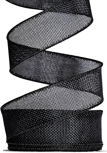 Cinta de arpillera negra con alambre, 1 12 pulgadas, 10 yardas, cinta de yute para decoración de lazos, manualidades, envoltura de regalos, corona,