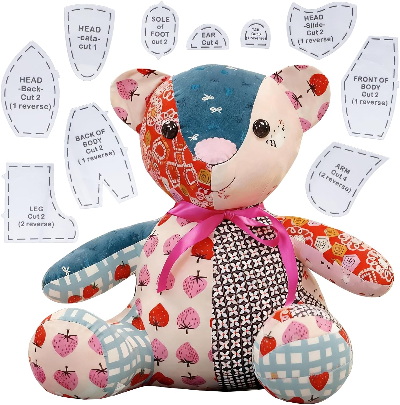 Memory Bear Sewing Patterns, 15 Inch Acrylic Sewing Templates for DIY Teddy Bear, DIY Quilting Templates for Crafters and Beginners, Handmade Crafts Birthday Gift