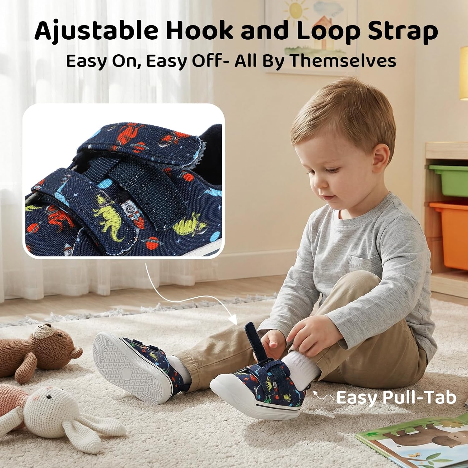 Toddler Boys & Girls Shoes Wide Toe Box Barefoot Kids Canvas Sneakers with Hook-and-Loop - Image 9