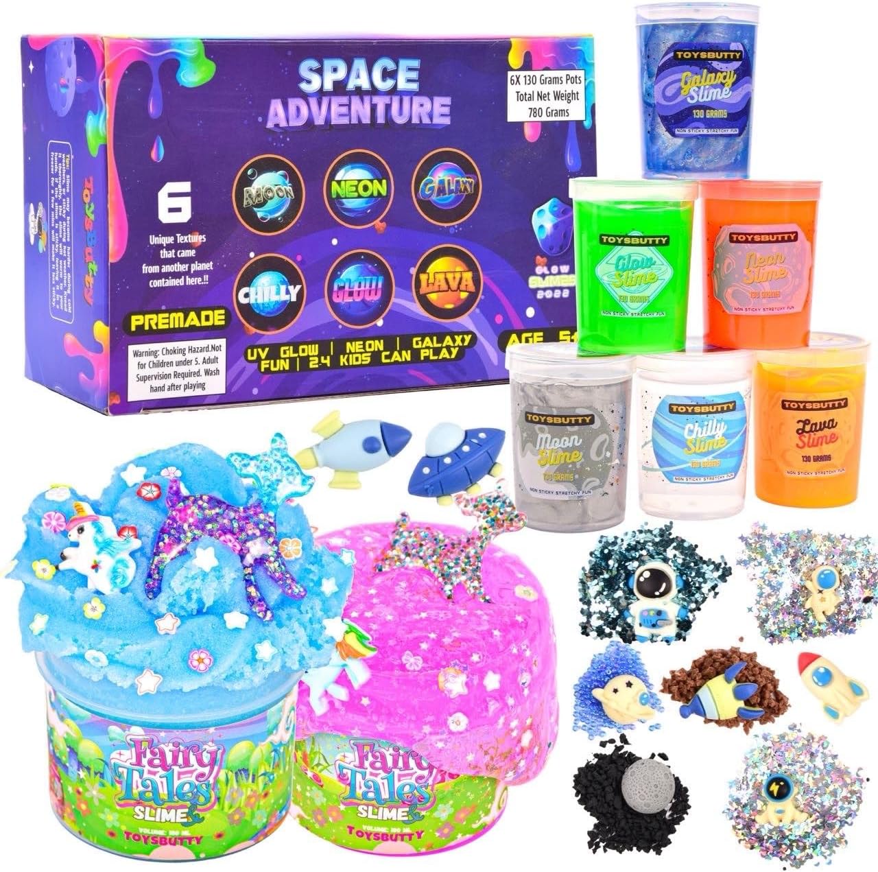 FINOCLAY Clear Crystal & Cloud Slime with 8 Accessories & 2 Large Charms | Ultimate DIY Slime Kit f8 Pack Different Slime Kit for Girls Boys None Sticky Slime Educational Toys Premade Slime Making kit