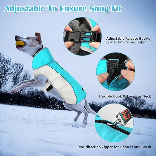 Miniatura 3 de Dogcheer Abrigo cálido para perro, chaqueta impermeable para perro con forro polar acolchado, resistente al viento, abrigos para clima frío, chaleco