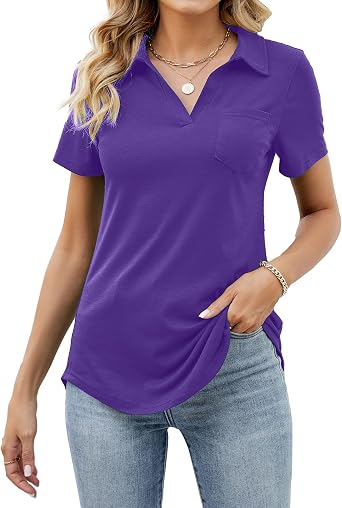 Womens Polo Shirts Short Sleeve Work Tops Business Casual Summer Tops Fashion 2025 Collared Blouses