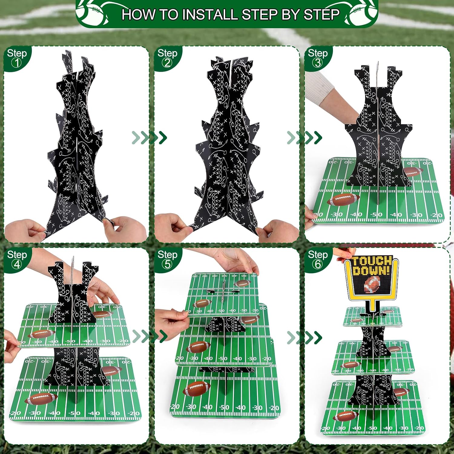 3-Tier Football Theme Party Cardboard Cupcake Stand for Kids Birthday Party Football Party Games Decoration image 3