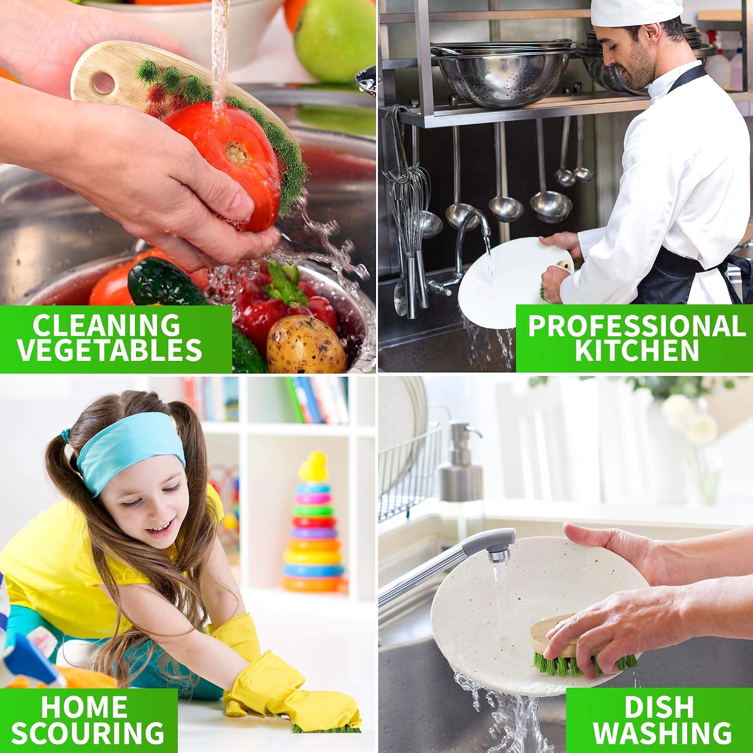 Konex Veggie Brush - Fruit and Vegetable Produce Cleaning Brush. Vegetable Scrubber Brush for Food with Beechwood Handle. Mushroom, Potatoe, Carrot or Corn Cleaner.
