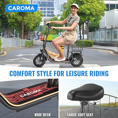 Miniatura 76 de Caroma Electric Scooter with Seat, Max 30 Miles Range&20MPH Speed, Peak 800/1200W Motor, Foldable Electric Scooter for Adults and Teens, Commuter E