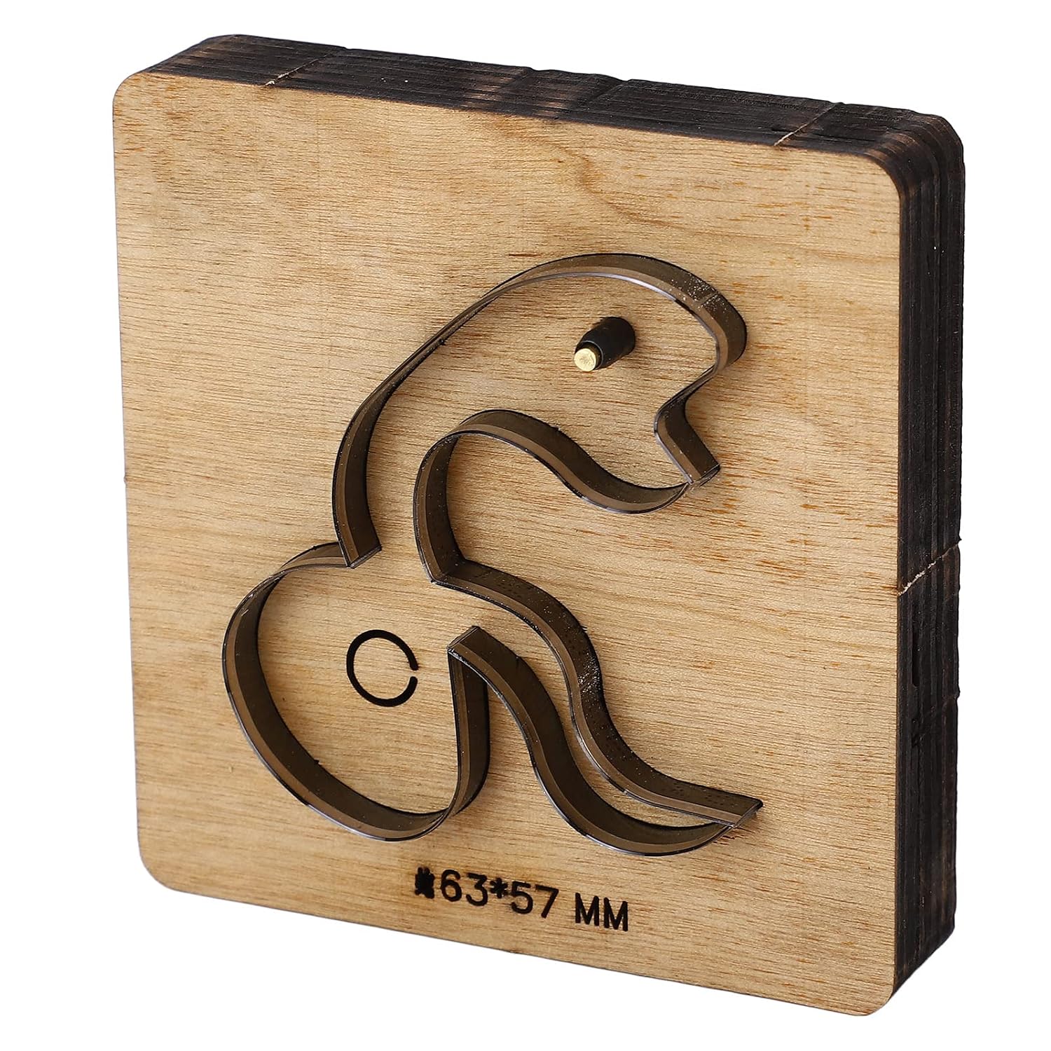 Snake Shaped Leather Punching Die 63 x 57 mm - Alloy Steel Stamping Tool with Birch Wood Base for Wallets Belts Cardboard Rubber Plastic and Layered Fabrics DIY Processing - 1