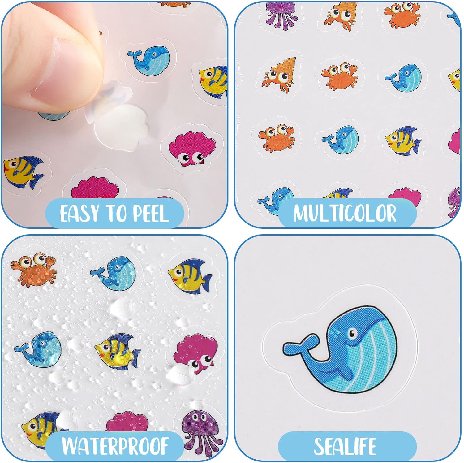 3000 Pcs Fish Stickers for Shark Ocean Small Sea Life for Reward Chart Reward Home Decor Room Wall DIY(Multicolor, Fish)