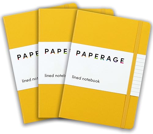 Miniatura 14 de PAPERAGE - Libreta de rayas, tipo diario, paquete de 3, (cognac, verde oscuro, azul marino), 160 páginas, tamaño mediano de 5.6 x 8 pulgadas - papel