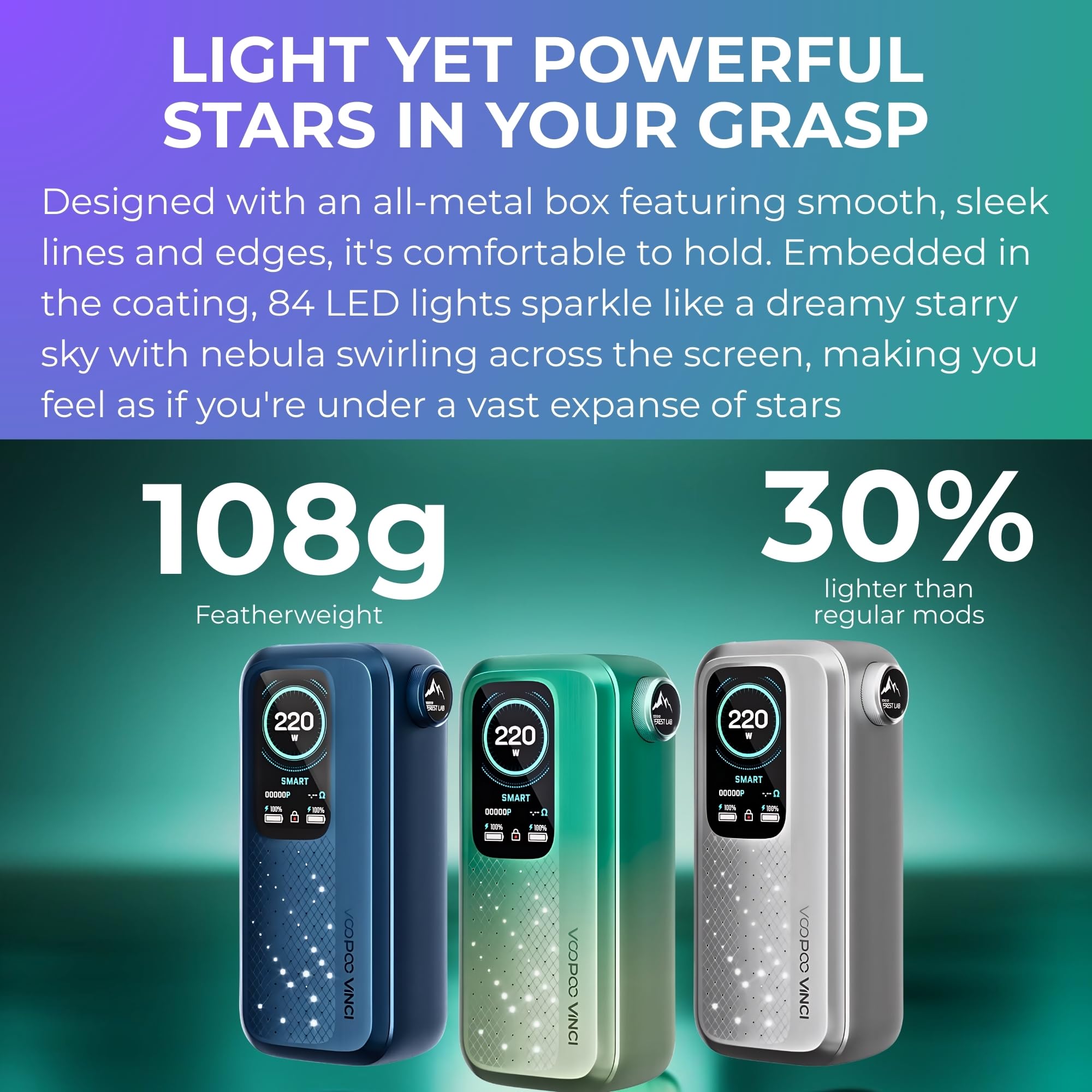 Voopoo Vinci Spark 220 Price Voopoo | VINCI Spark 220 Vape Kit | Dual 18650  | 220W | UFORCE Box Mod Features