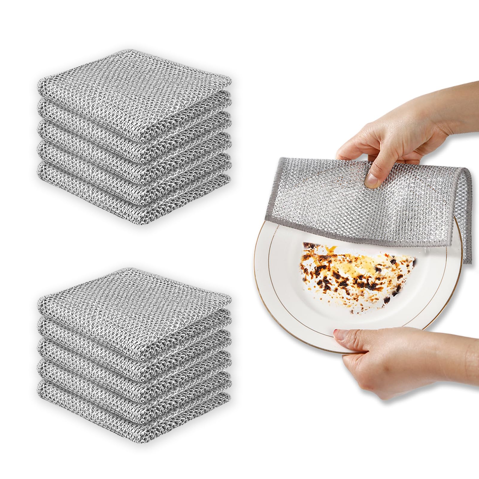 食器洗い ふきん 金属ワイヤーふきん 10枚セット スチールワイヤー キッチン 食器用雑巾 キッチンクロス 食器洗い タオル クリーニング 金属 キッチン 傷を着けずに 皿 コンロ 食器拭き 両面使用 (単層)