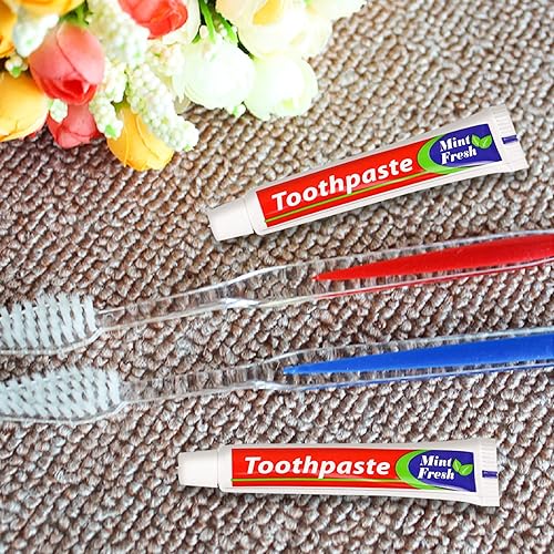 Miniatura 6 de Cepillos de dientes desechables con pasta de dientes envueltos individualmente, 5 colores, cepillo de dientes a granel y pasta de dientes, 0.35 oz