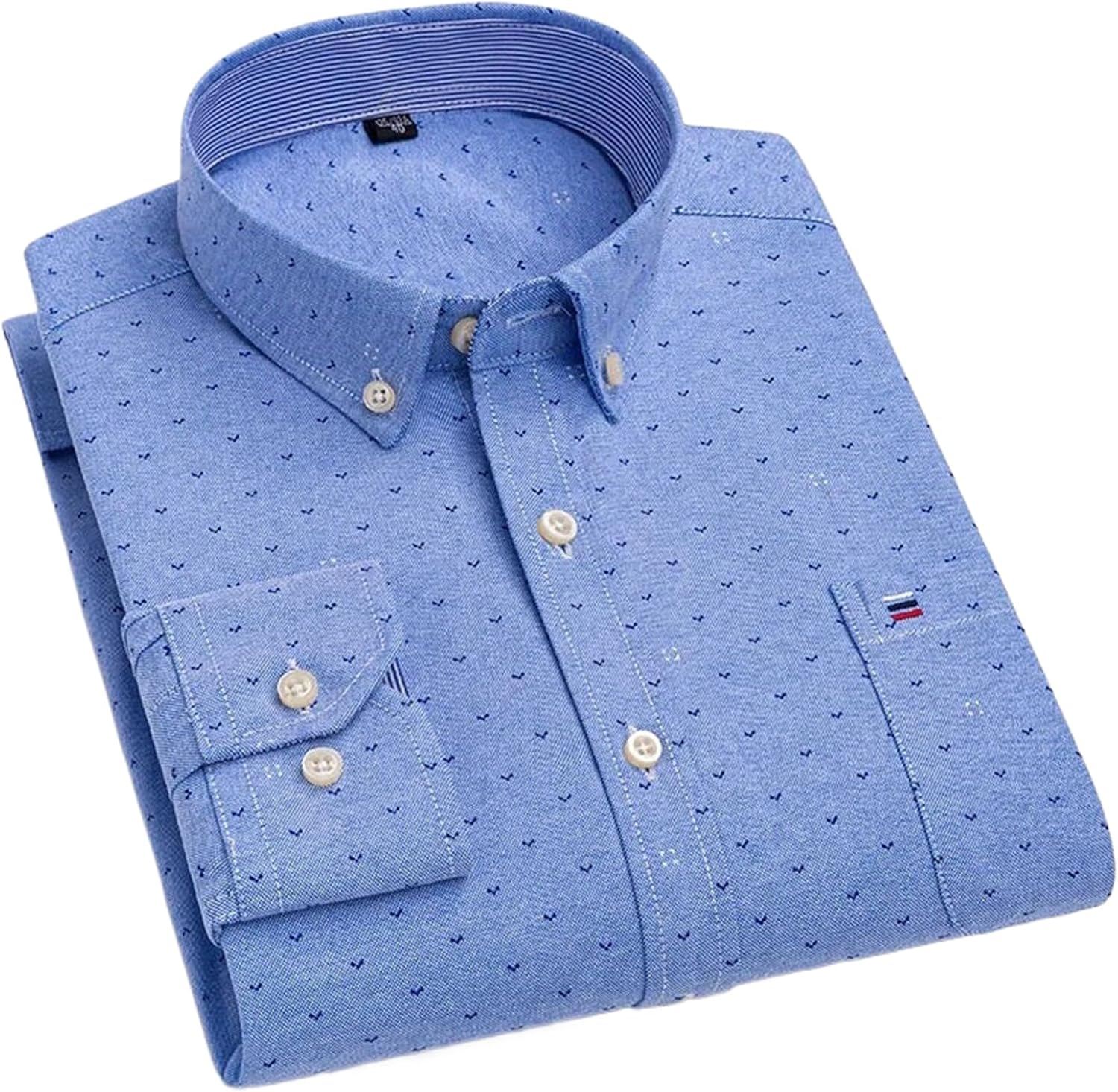 Cotton Long-Sleeve Shirts for Men Slim Fit Formal Plain Shirt Office Business Tops