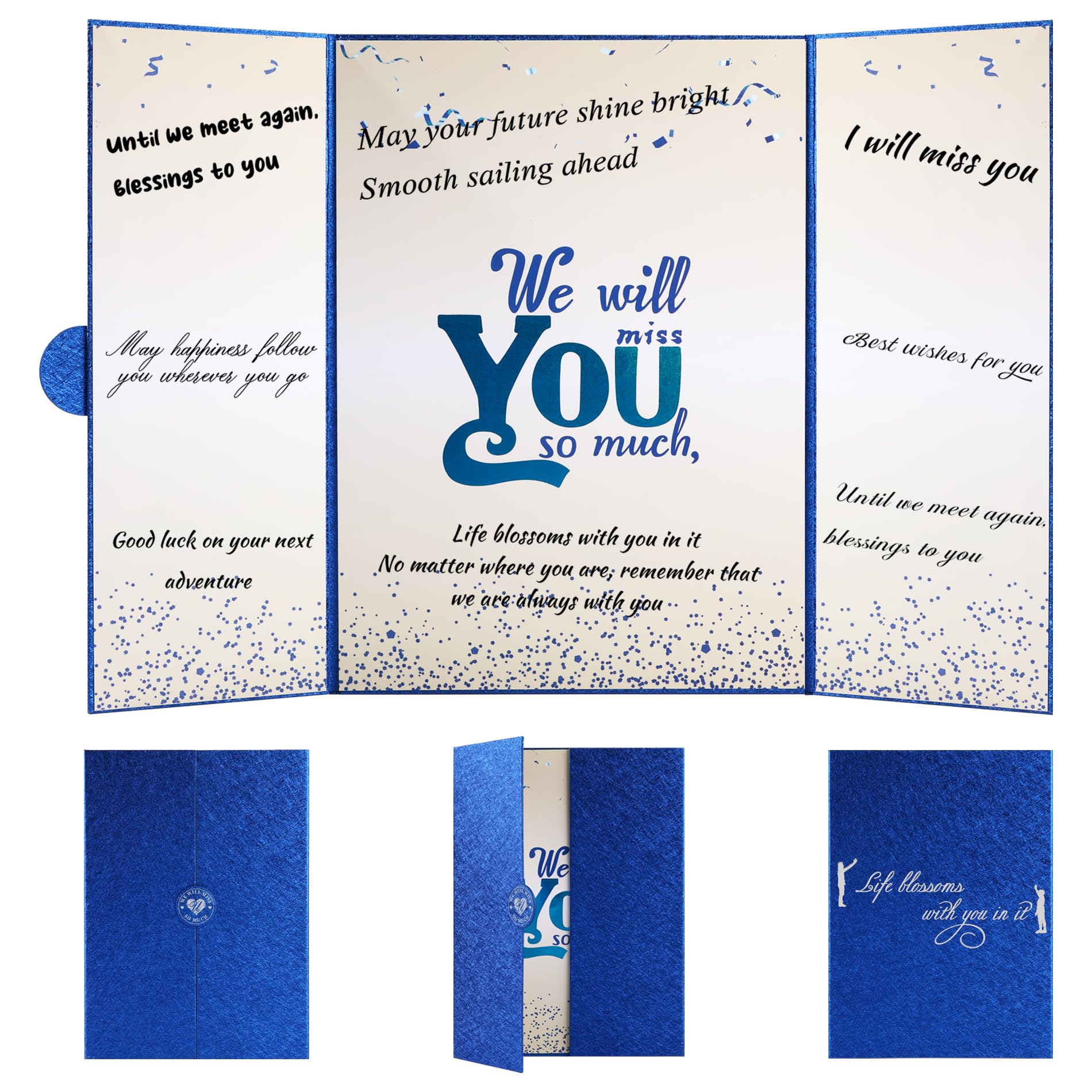 Viogtmca Blue silver Farewell Card We Will Miss You Decorations Farewell Party Decorations Large signature Goodbye Card Alternative Coworker Leaving