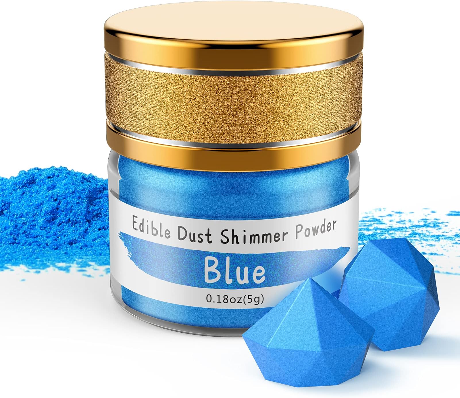 Jelife Blue Edible Luster Dust - 5 Grams Food Grade Cake Dust Shimmer Powdered, Edible Metallic Powder Food Coloring for Cake Decorating, Chocolates, Fondant, Drinks, Painting & More, Vegan