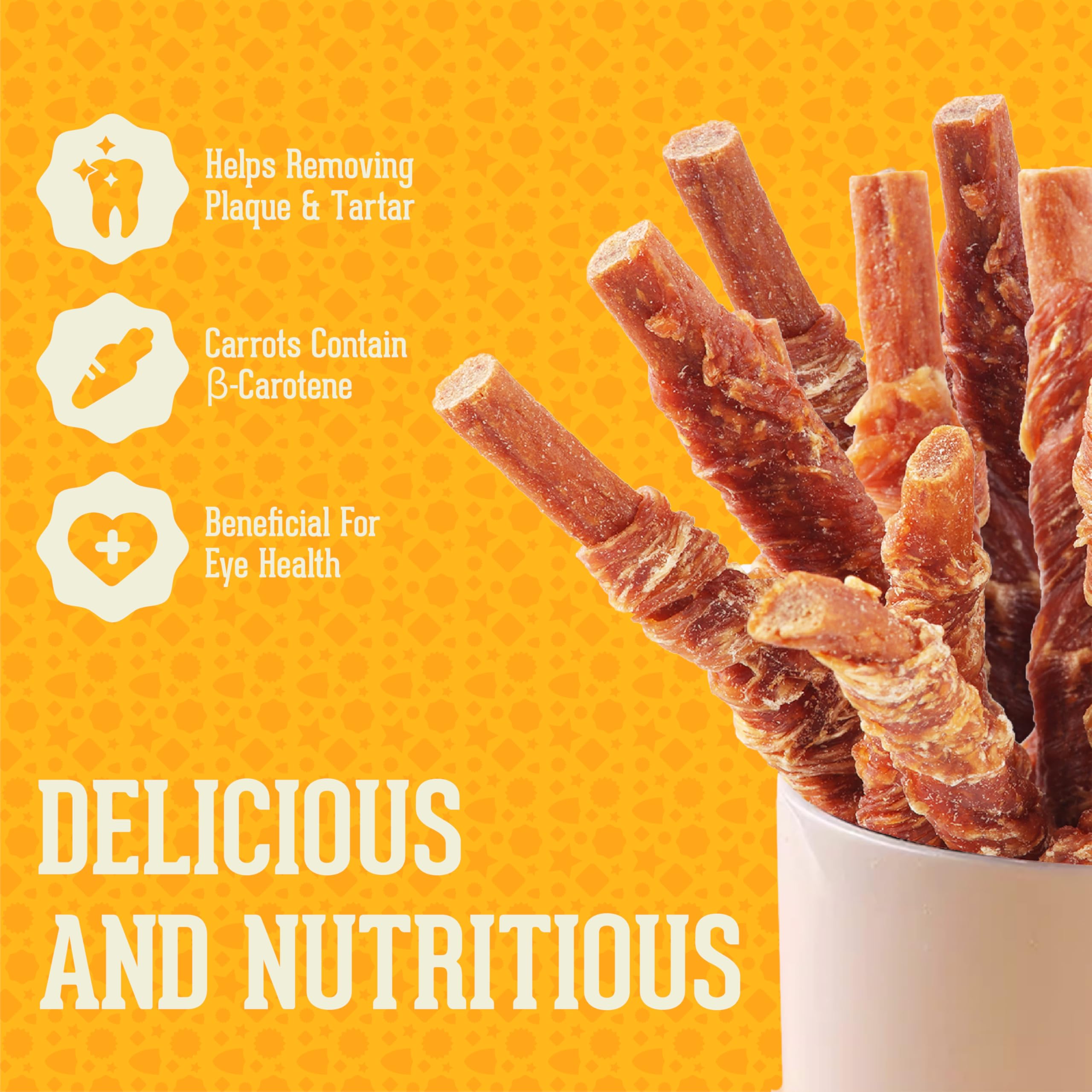 PACK'N PRIDE Dog Treats with Carrots, 3 Pack*320g Rawhide Free Dog Chews, Low in Fat and Hign in Protein, Pure Natural Ingredients - Image 2