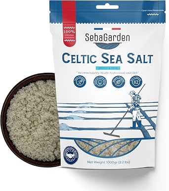 Seba Garden Celtic Sea Salt Grey, 1kg - Dried & Fine, Certificated Organic Reseallable Bag of Grey Sea Salt, Hand Harvested, Contains Over 82 Essential Minerals