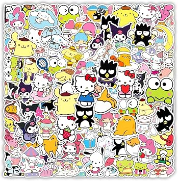 101 Pcs Cute Stickers Set, Waterproof Vinyl Anime Stickers, Aesthetic Kawaii Decals for Laptop, Cars, Phone, Water Bottle, Skateboard, Suitcase, Guitar, Pad