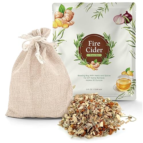 Kit tónico de sidra de fuego, bolsa de elaboración de cerveza con hierbas y especias para remedio casero de bricolaje, hace 32 onzas