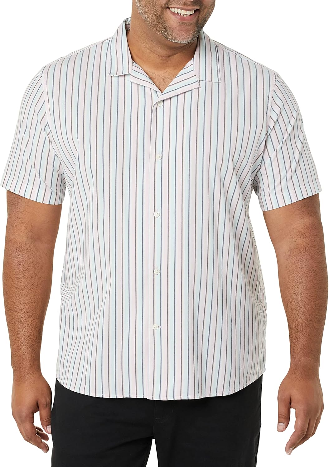 Amazon Essentials Men's Vacation Cotton Button-Down Resort Shirt, Short Sleeve