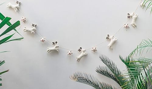 Miniatura 3 de DeKulture - Guirnalda de lana de fieltro de renos y estrellas ecológica, adorno ecológico para árbol de Navidad, oficina en casa, boda, fiesta,