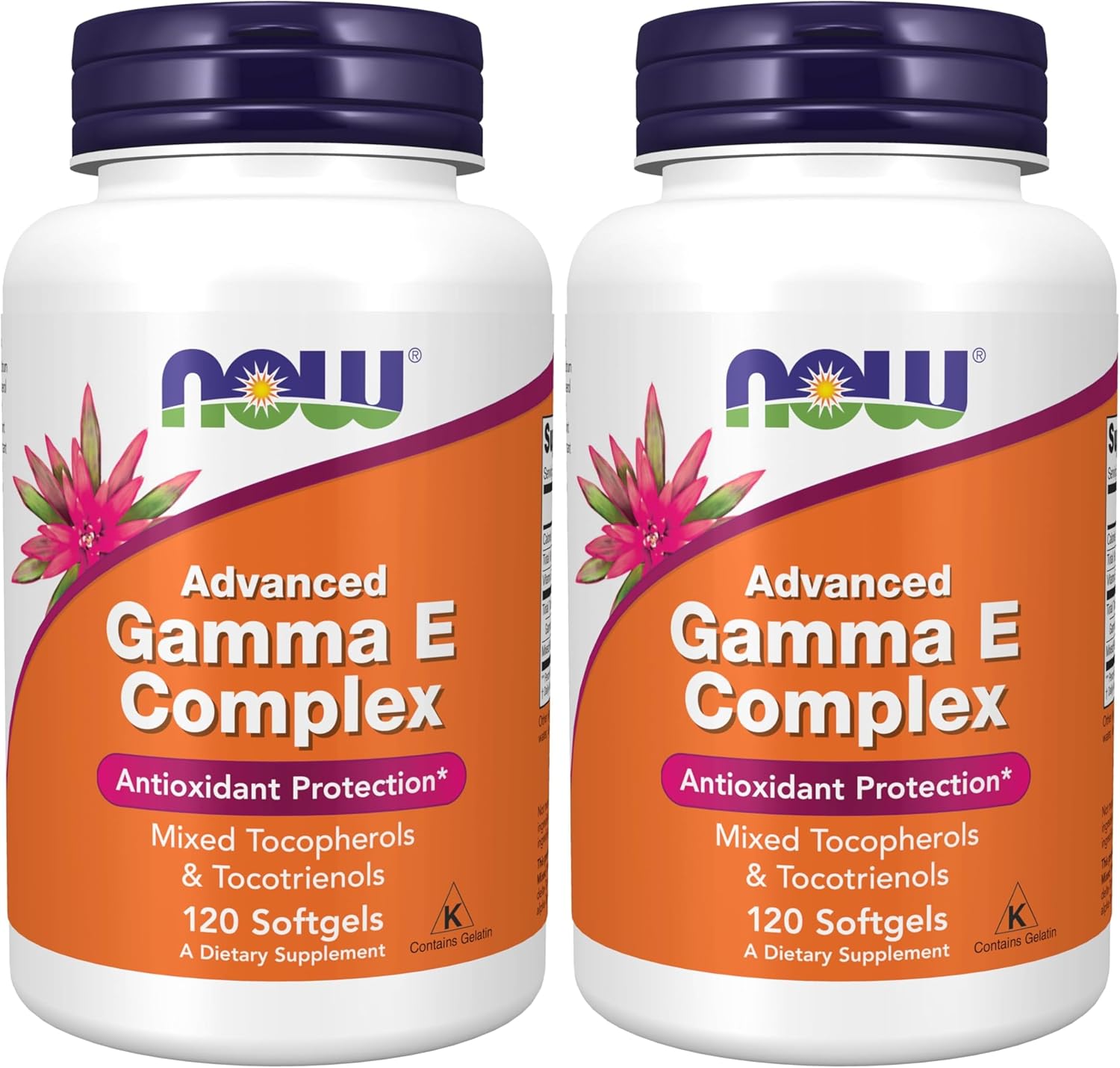 Now Supplements,Advanced Gamma E Complex,Mixed Tocopherols & Tocotrienols,Antioxidant Protection*,120 Softgels,(Pack of 2)