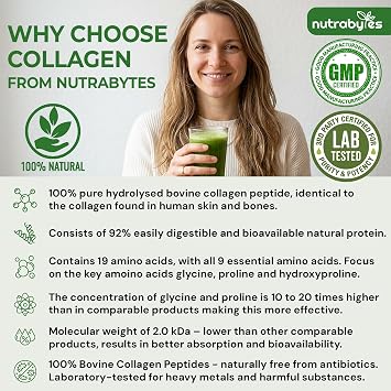 High Strength Hydrolysed Bovine Collagen Powder, 15g Per Serving, UK Made