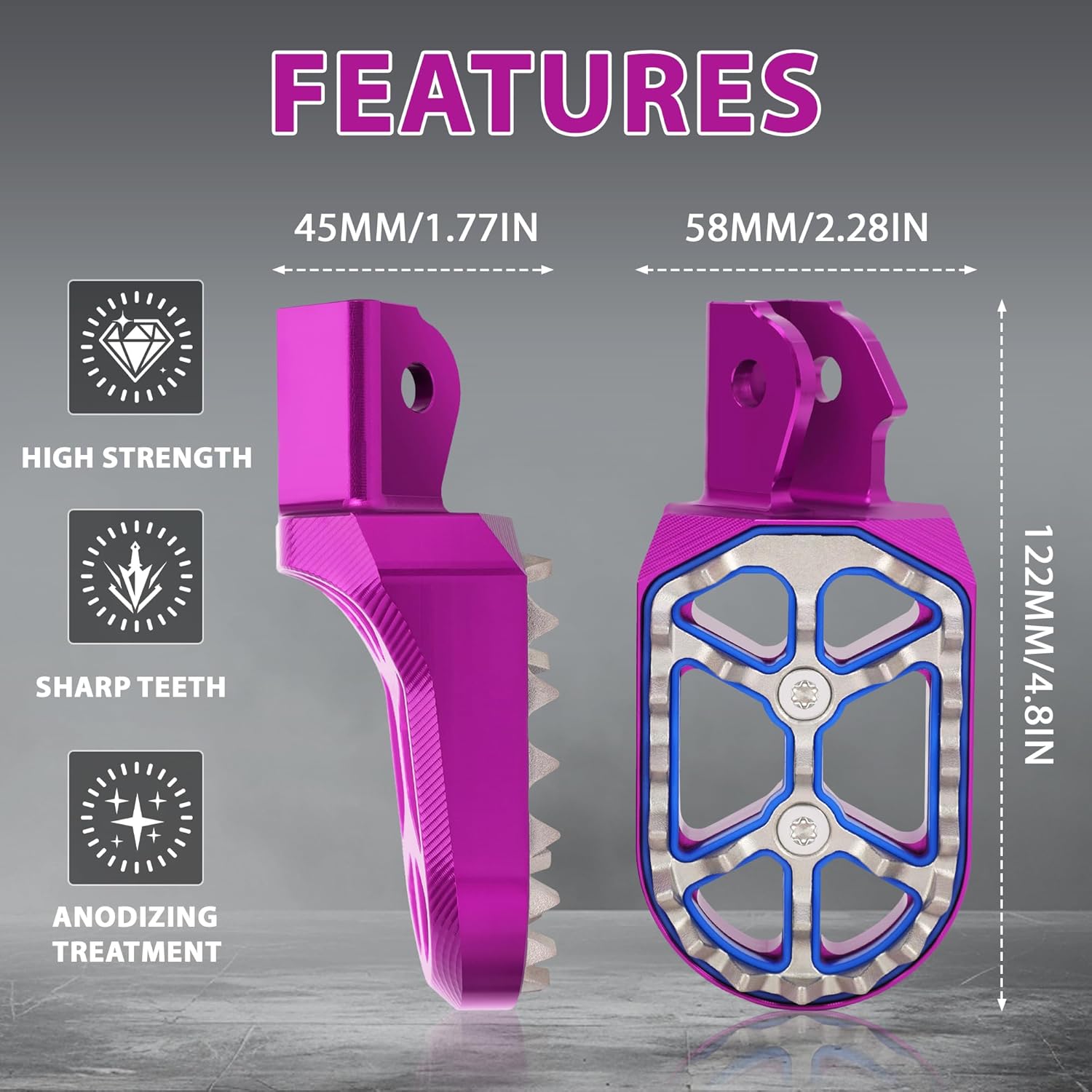 Electric Dirt Bike Foot Pegs,Double-Deck CNC Footpegs Rest for Surron Light Bee X S/E Ride Pro S SS SR/Rawrr Mantis Mini R Mantis X/Talaria Sting MX3 R MX4-Purple