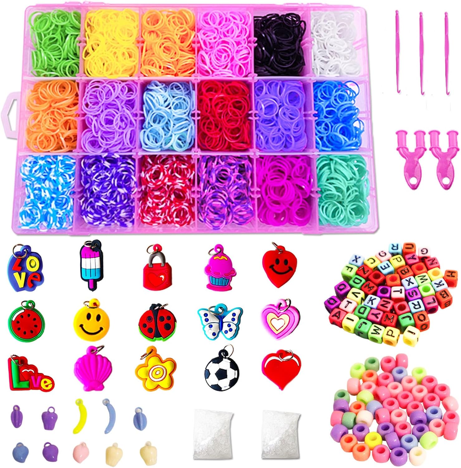ROYWOO Kit De Fabrication De Bracelets élastiques DIY - Élastiques Premium Colorés Avec Boîte De Rangement - Cadeau Créatif Pour Filles Et Garçons
