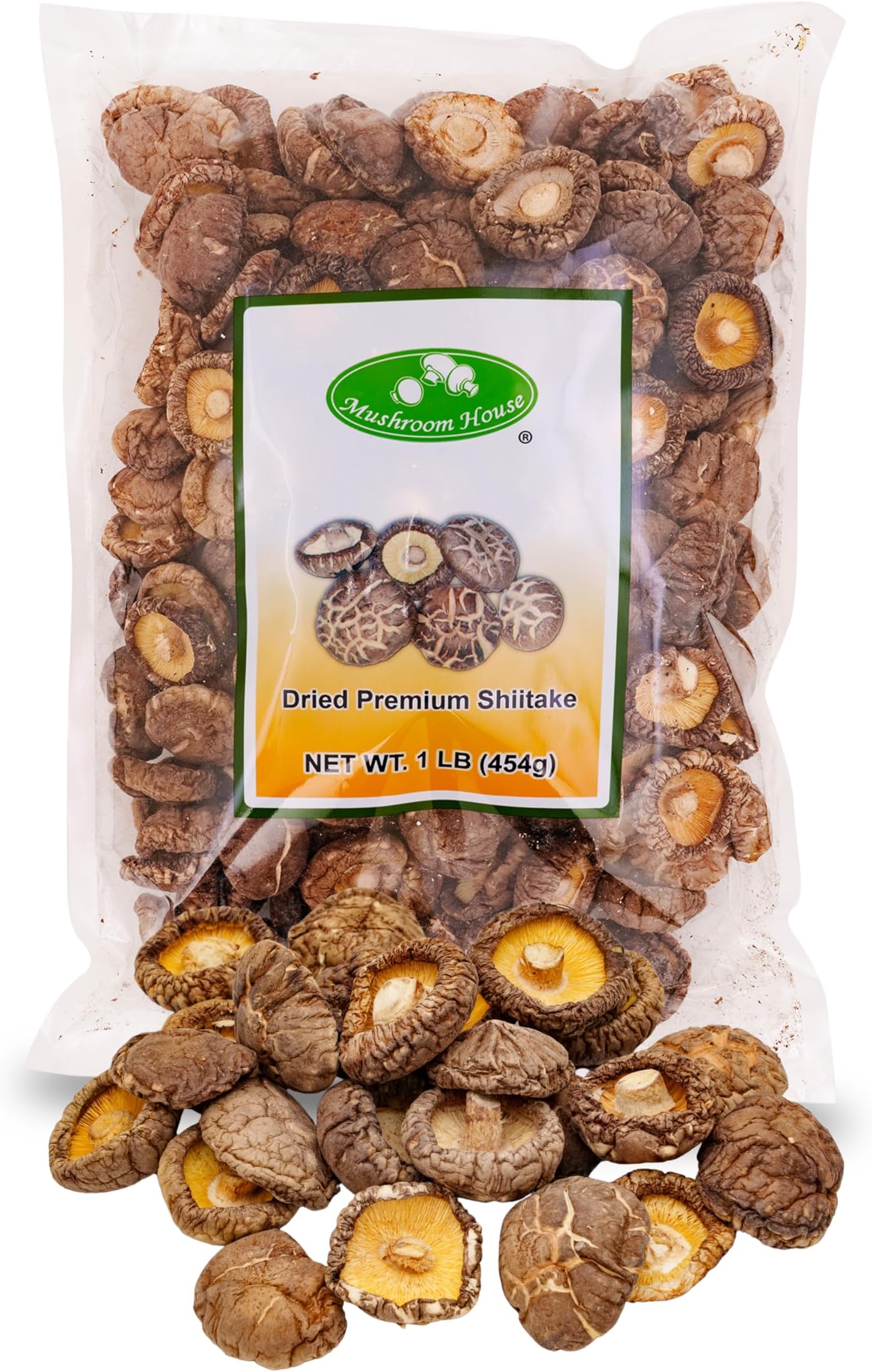 - Amazon Title: Mushroom House Dried Shiitake Premium Mushrooms, Whole, 16 oz - Naturally Dried, Rich Umami Flavor - Ideal for Stir-Fries, Soups, Ramen, Stews, and More - Long Shelf Life, Clean and Ready for Cooking