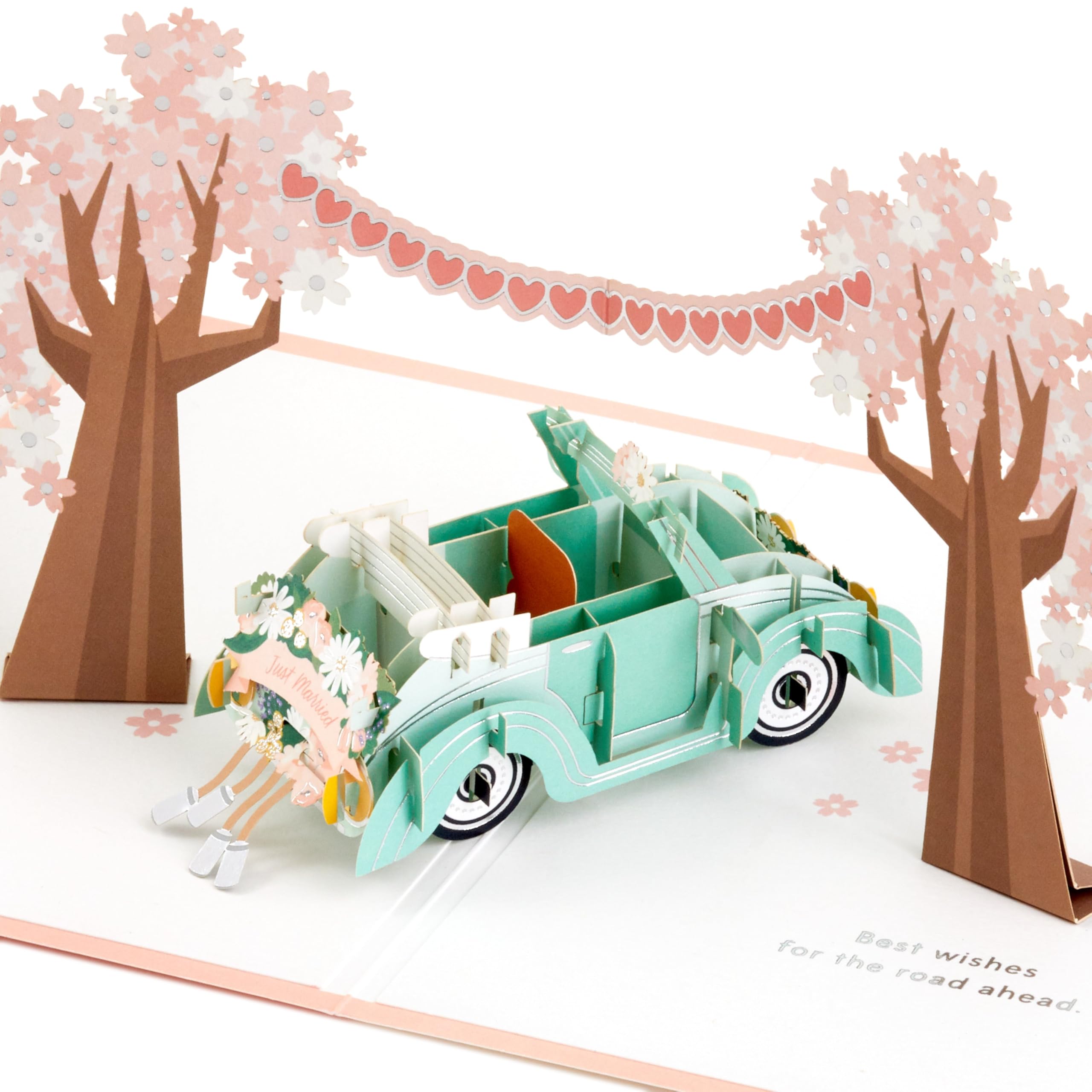 Hallmark 3D Pop Up Wedding Day Card, Bridal Car & Cherry Blossoms Design