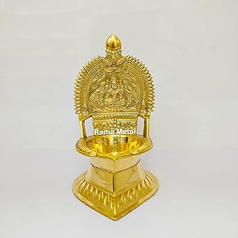 RAMA METAL Metal Lakshmi Diya/deepam (Golden Yellow, 57)
