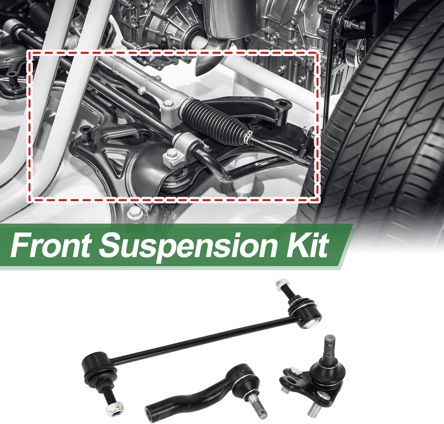 X AUTOHAUX 6 Pcs Front Suspension Kit Outer Tie Rod Ends Front Sway Bar Link Swing Arm Ball Joint for Toyota RAV4 2001-2005 No.ES3654/ES3655/K90309/K80296