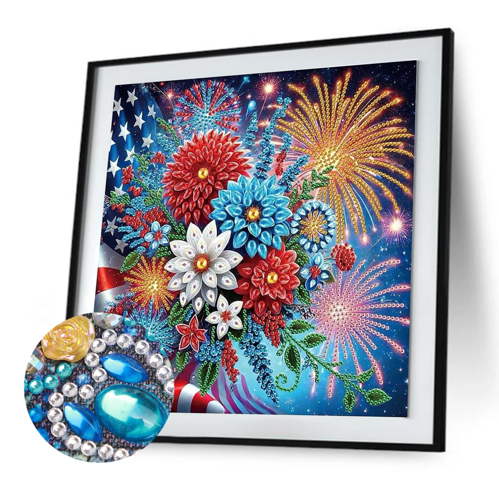 Fireworks Special Shaped 5D DIY Partial Drill Diamond Painting Kits 11.81 X11.81inch Diamonds Dots Gem Art Kits Diamonds Paintings Gem Art for Adults Home Wall Decor